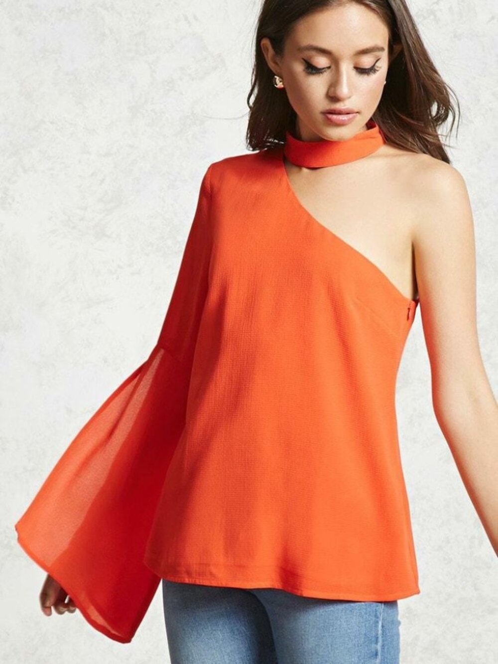 Forever 21 One Shoulder Choker Top Small S